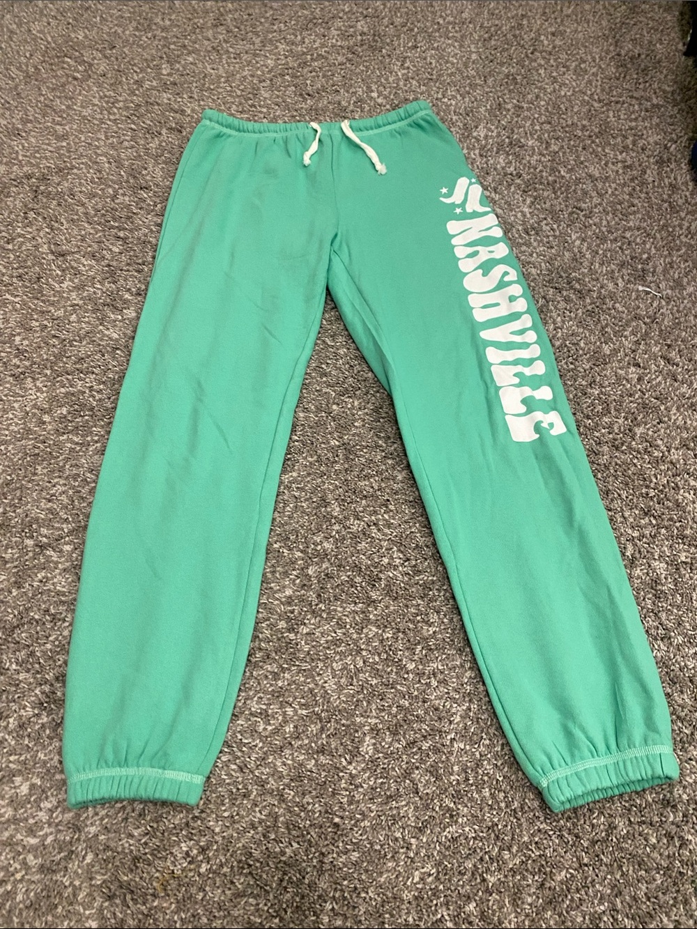 Ocean Drive Teal Green 'NASHVILLE' Graphic Joggers